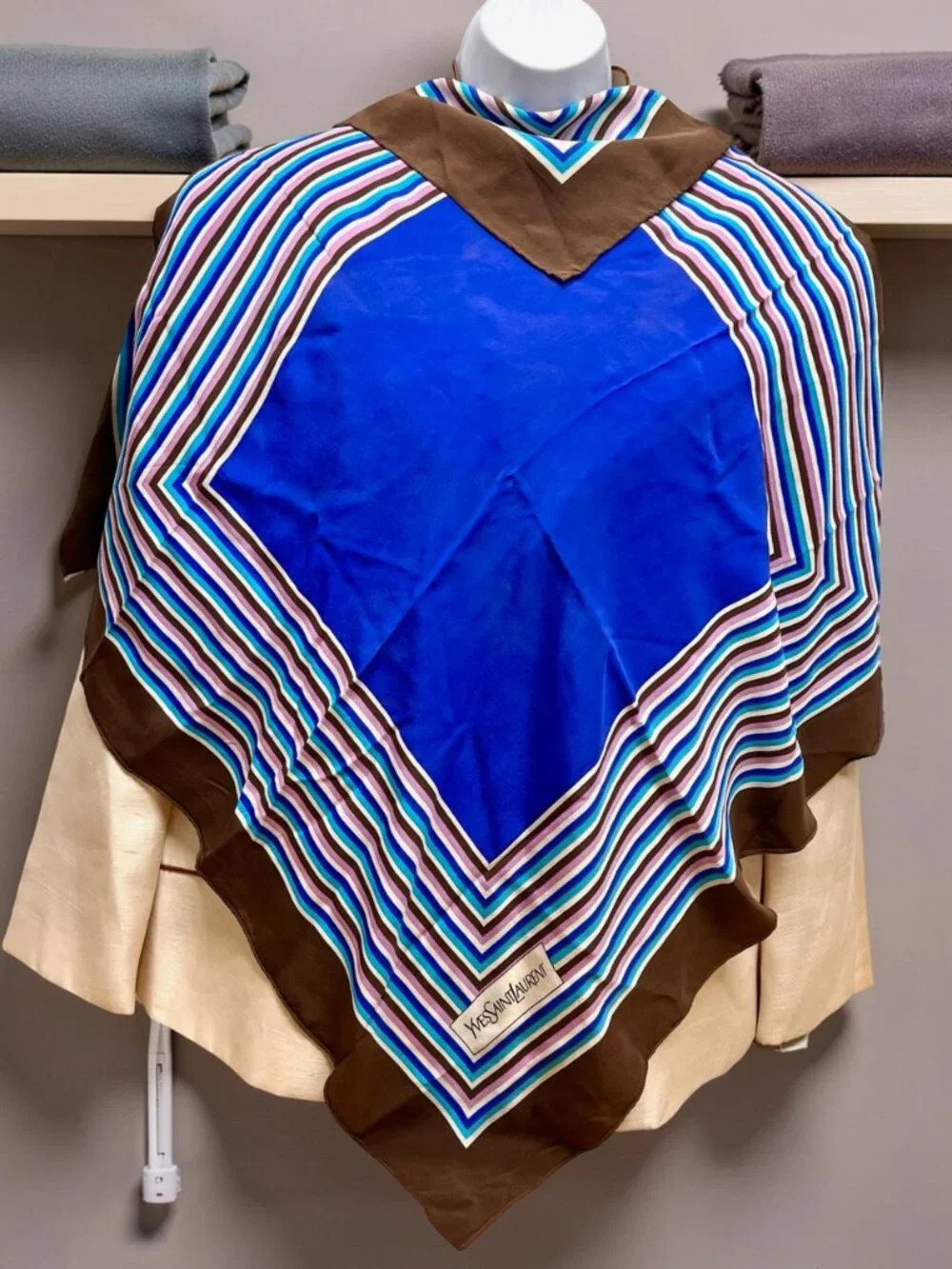 Yves Saint Laurent YSL 100% Silk Satin Scarf 30